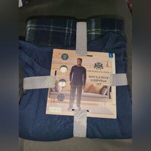 Navy and Plaid Men's 2-Piece Sleepwear Set
